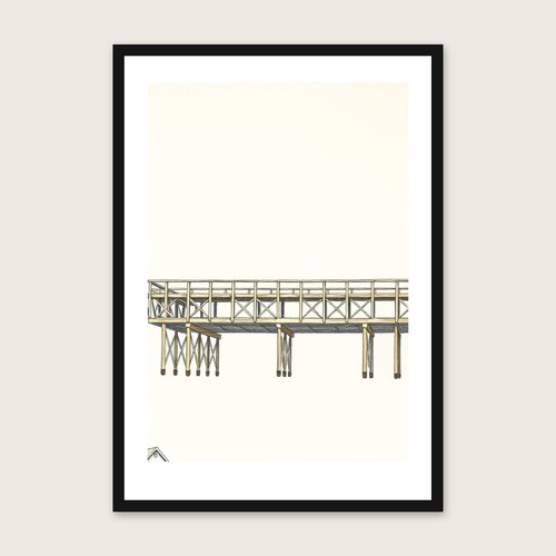 Wooden trestle jetty wall - trestle,