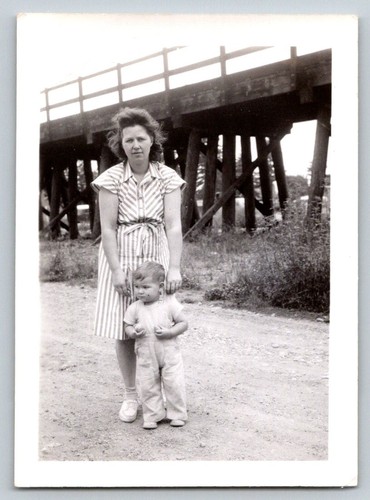1940s mom child standing near - mom,