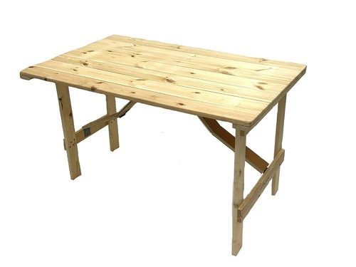 Wooden trestle table - , folds