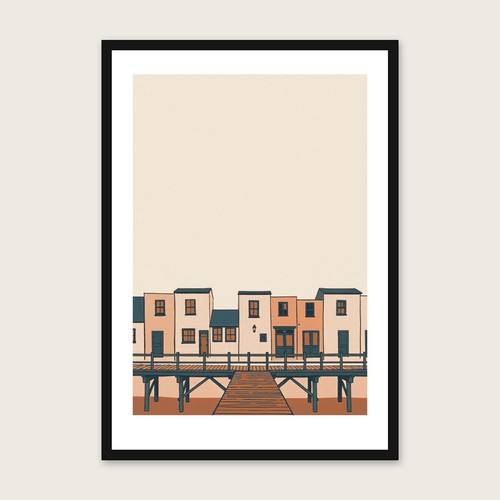 Wooden trestle jetty gouache - a,