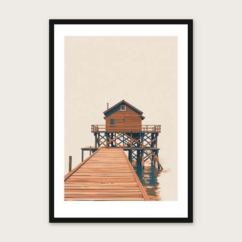 Wooden trestle jetty detail - a,