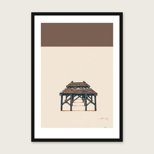 Gouache wooden trestle - trestle, jetty