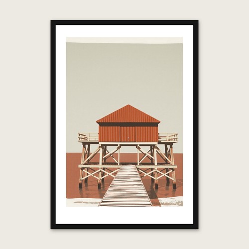 Wooden trestle jetty detail - wooden,