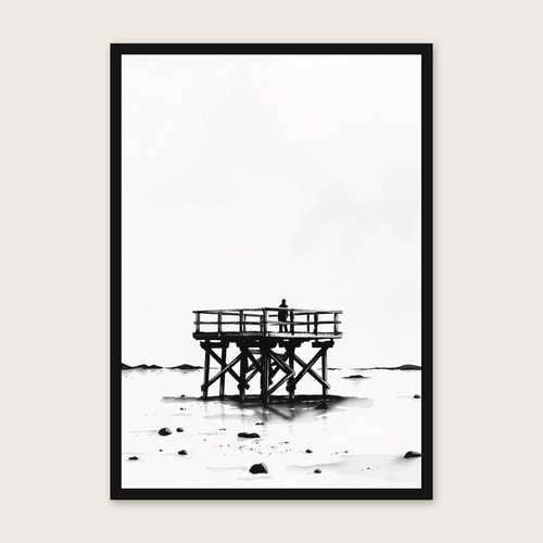 Ink wash wooden trestle - ink,