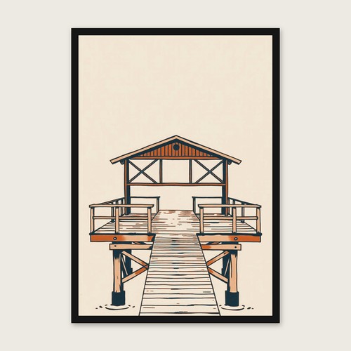 Wooden trestle jetty - wooden,